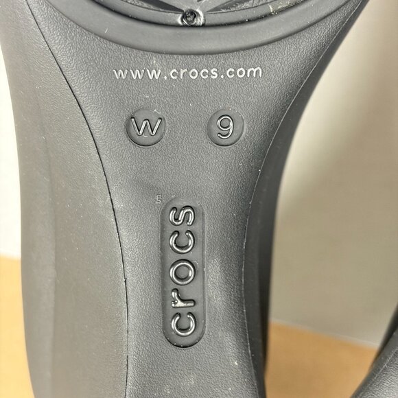 Crocs Lina Wedge Shoes Womens 9 Black Slip On Heel Casual Comfort - Picture 5 of 10